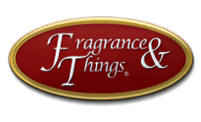 Fragrance & Things logo on black background.