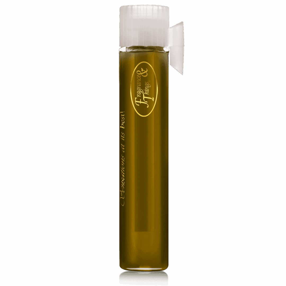 A tall, narrow glass bottle filled with golden olive oil and a white cap.